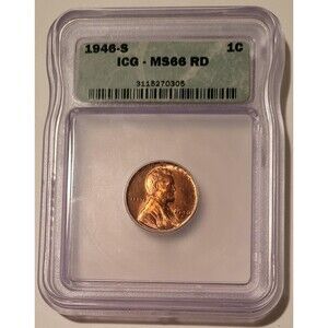 1946 S Lincoln Wheat Cent MS66 RED ICG